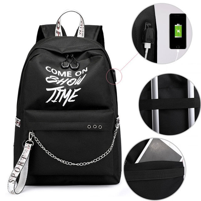 Luminous USB Charge  Backpack