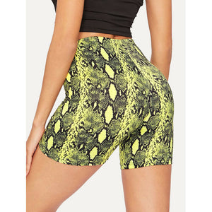 Snakeskin Print  Active Shorts