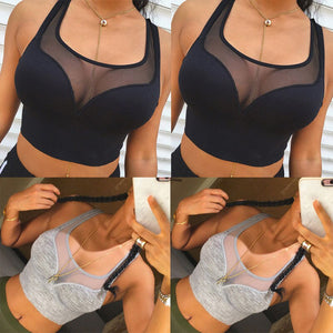 Athleisure Mesh Splice Solid  Bra