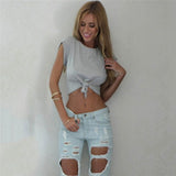 Knotted Tie Front Crop Tops