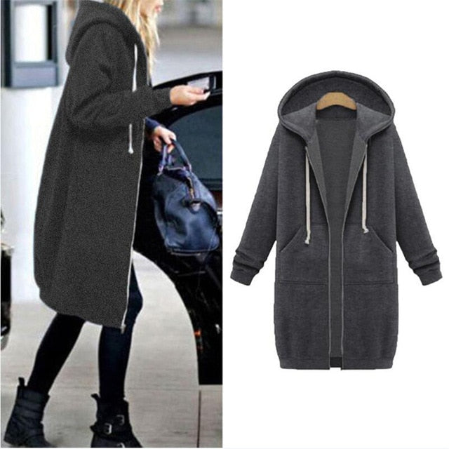 Long Zipper Hooded Jacket