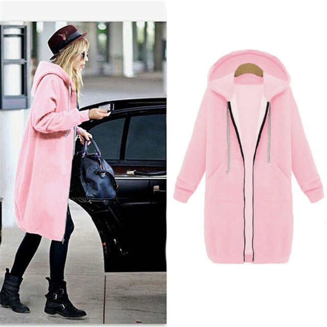 Long Zipper Hooded Jacket