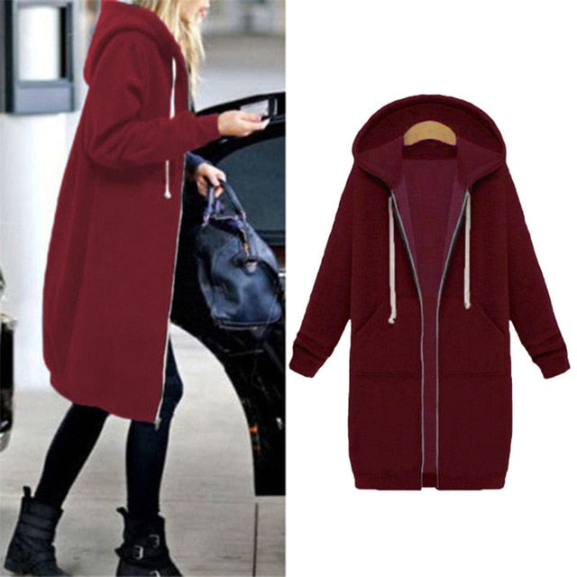 Long Zipper Hooded Jacket